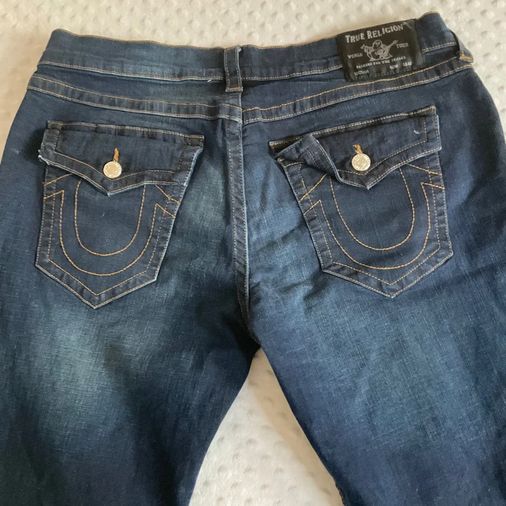 True Religion Ricky Relaxed Straight Men 38 Blue Denim Jeans Flap Pocket‎